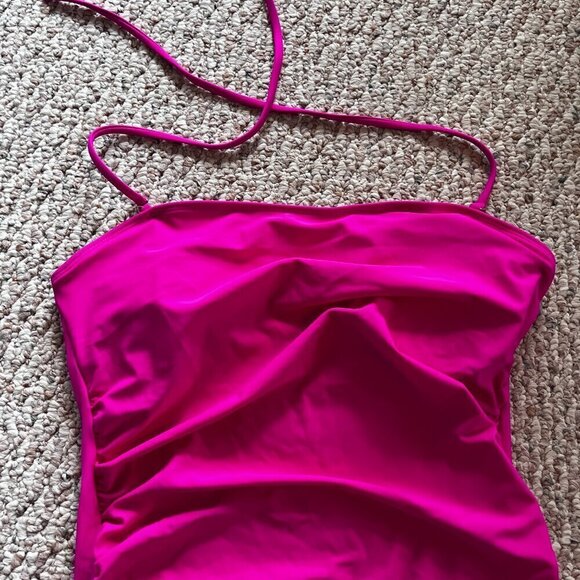 Swimsuit Onepiece - Hot Pink Size Medium Halter Padded - Picture 3 of 7
